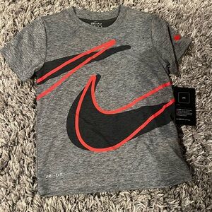 Nike Kids Gray and Red Graphic Tee